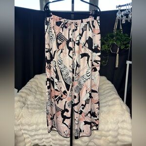 Elegant Zebra Print Women's Wide Leg Pants